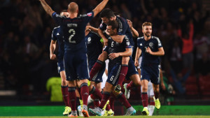 Scotland celebrate James McArthur's equaliser, but it meant very little in the end as the Scots suffered a 3-2 defeat against Germany